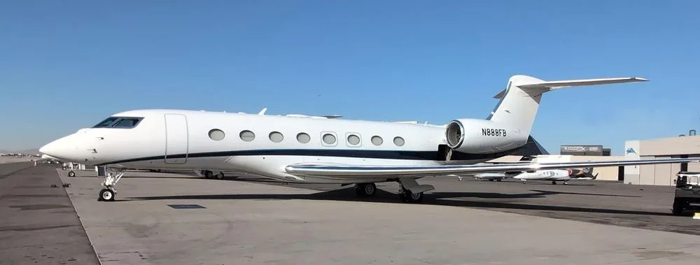 Exterior view of a 2014 Gulfstream, N888FB.