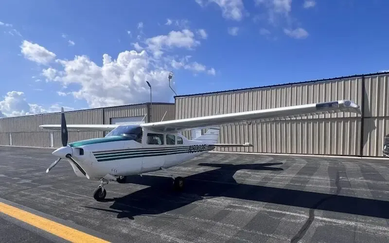 Exterior view of a 1976 Cessna 180J Skywagon.