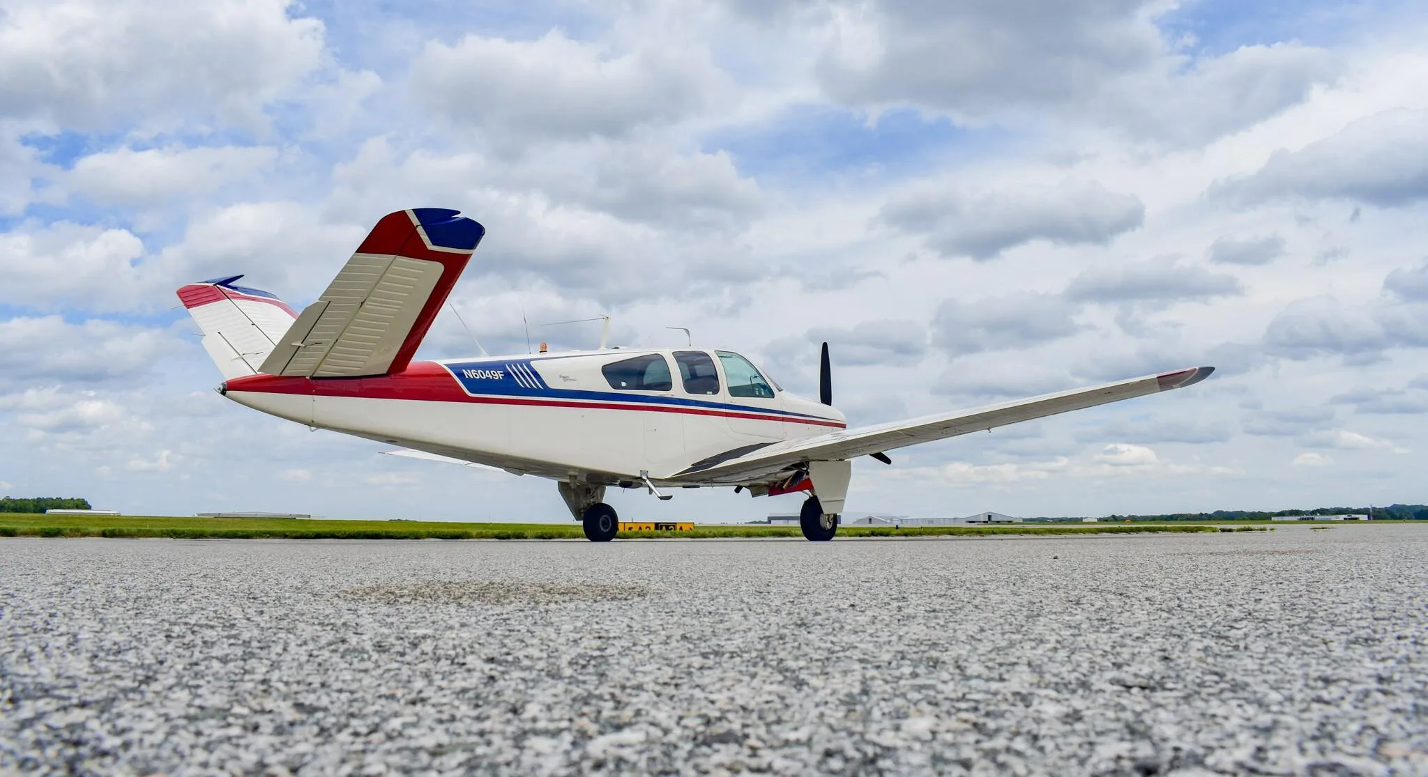 Exterior view of a 1965 Beechcraft S35 Bonanza.
