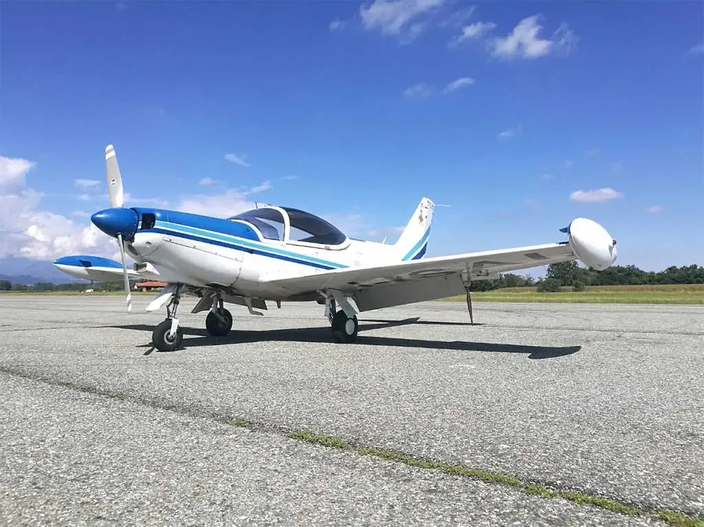 Exterior view of a 1992 SIAI Marchetti SF260.