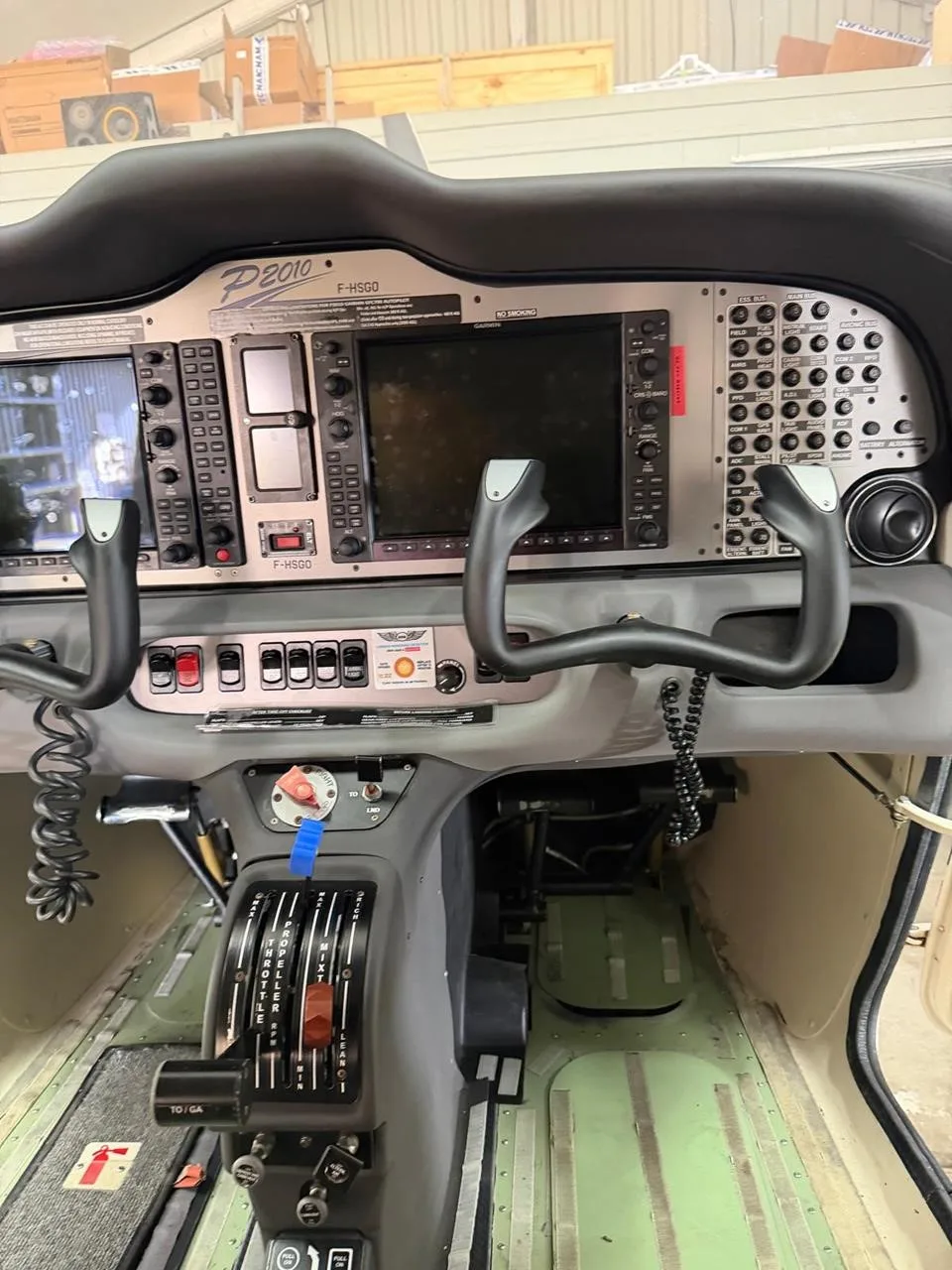 Cockpit and instrument panel of a 2019 TECNAM P2010 MKII.