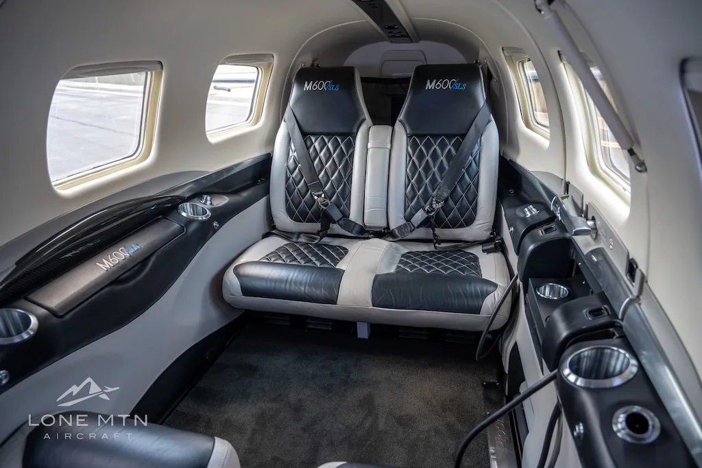 Cabin interior of a 2022 Piper M600 SLS.