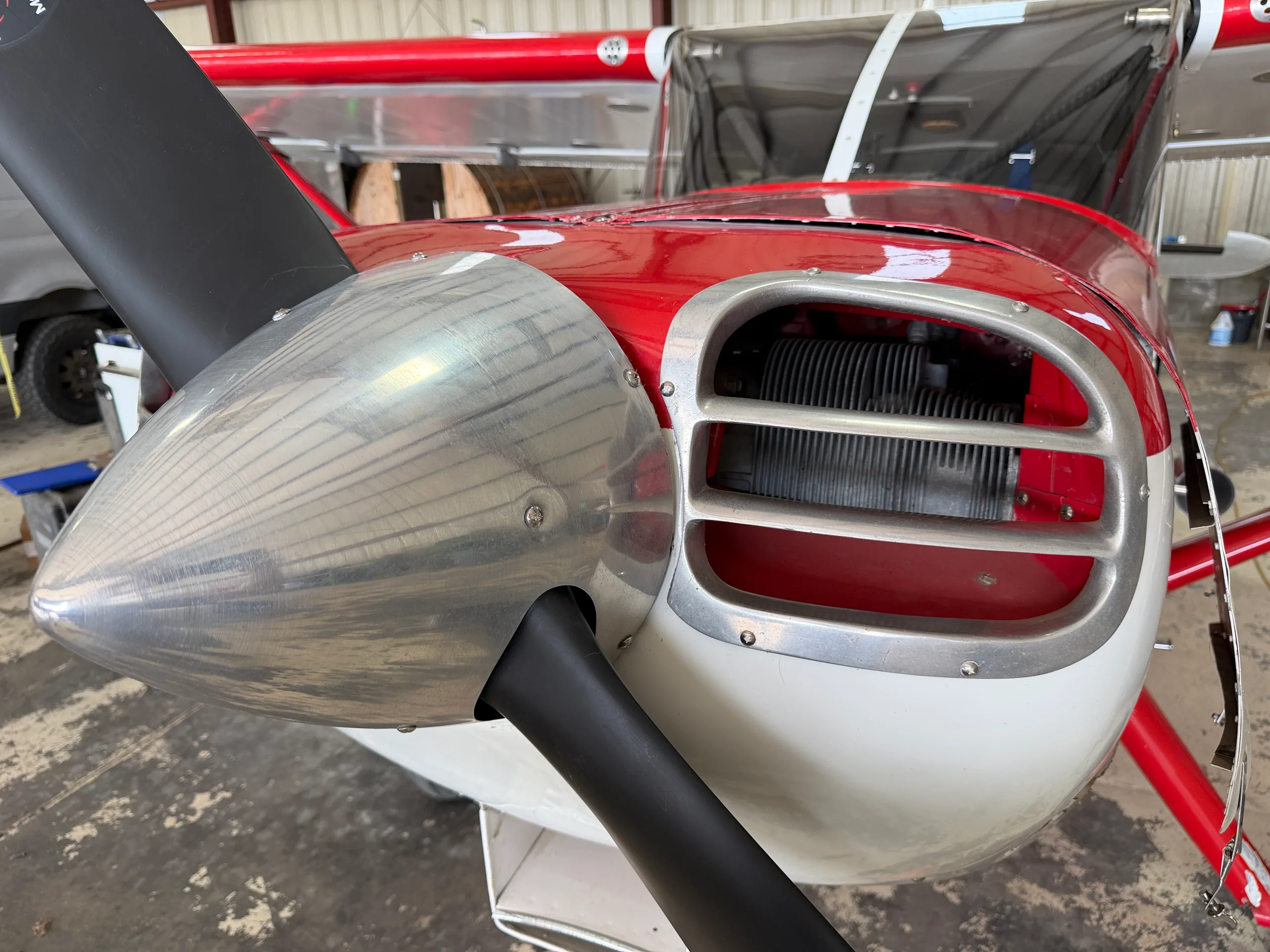Engine detail of a 1946 Stinson 108-1 Voyager.