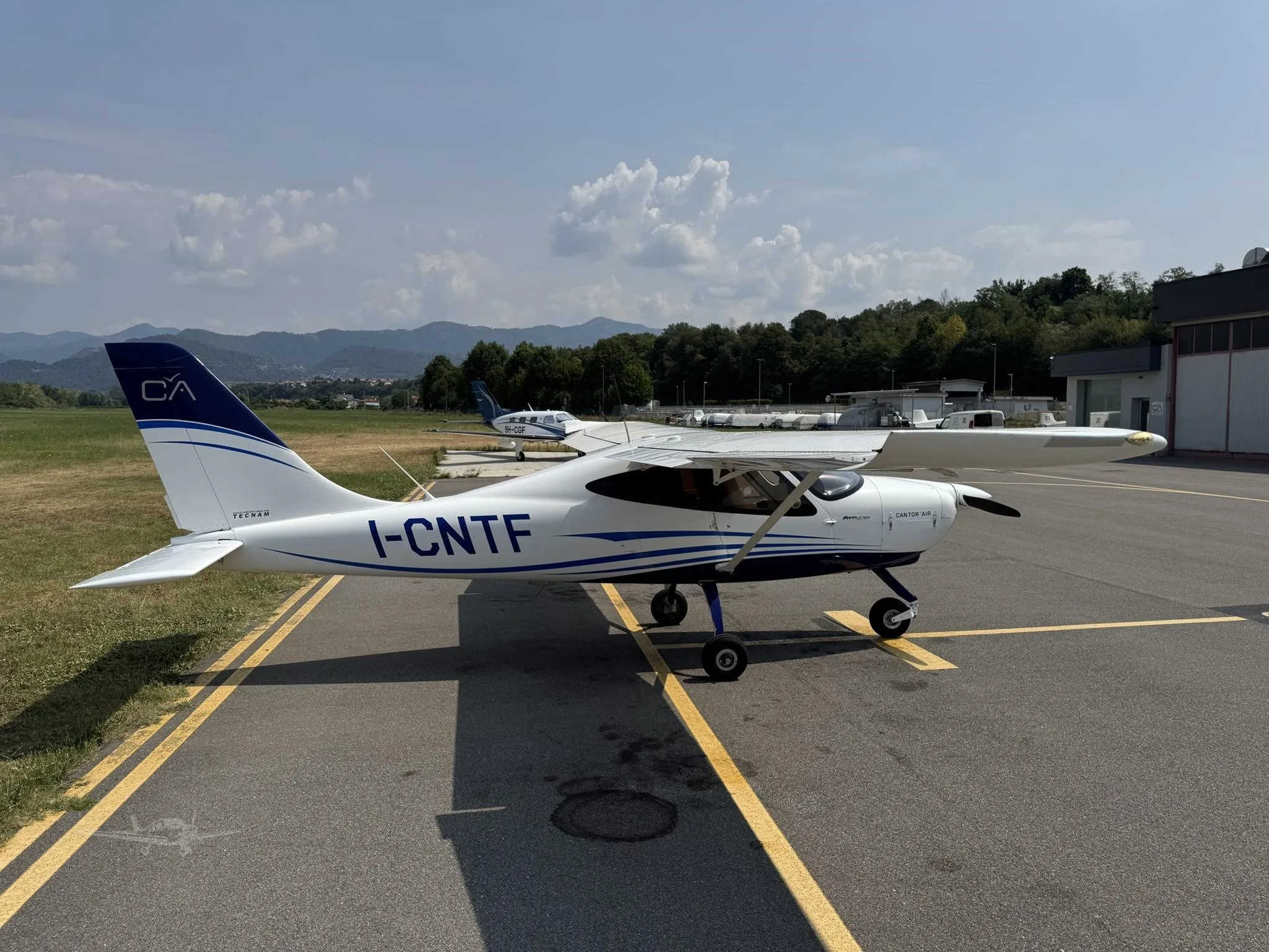 Exterior view of a 2019 TECNAM P2008 JC, I-CNTF.