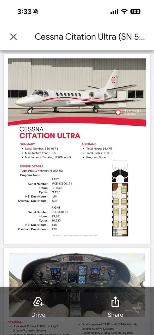 N327HW - 1995 Cessna Citation V Ultra