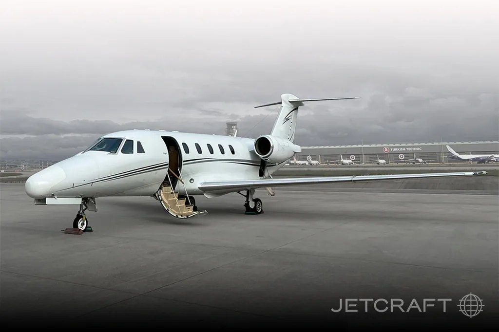 Cabin interior of a 1998 Cessna Citation VII.