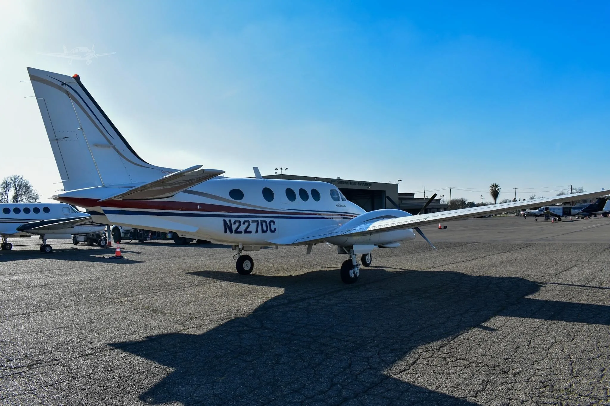 Exterior view of a 1979 BEECHCRAFT KING AIR C90, N227DC.