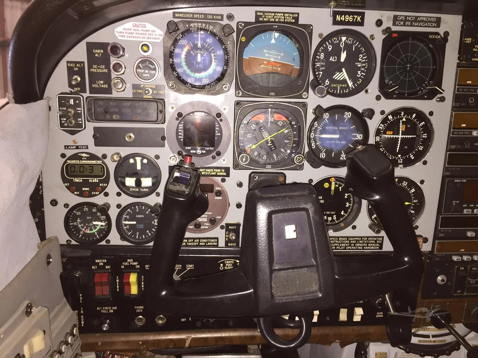 Cockpit and instrument panel of a 1980 CESSNA P210N.