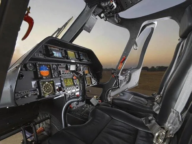 Cockpit and instrument panel of a 2009 AGUSTA A109SP.