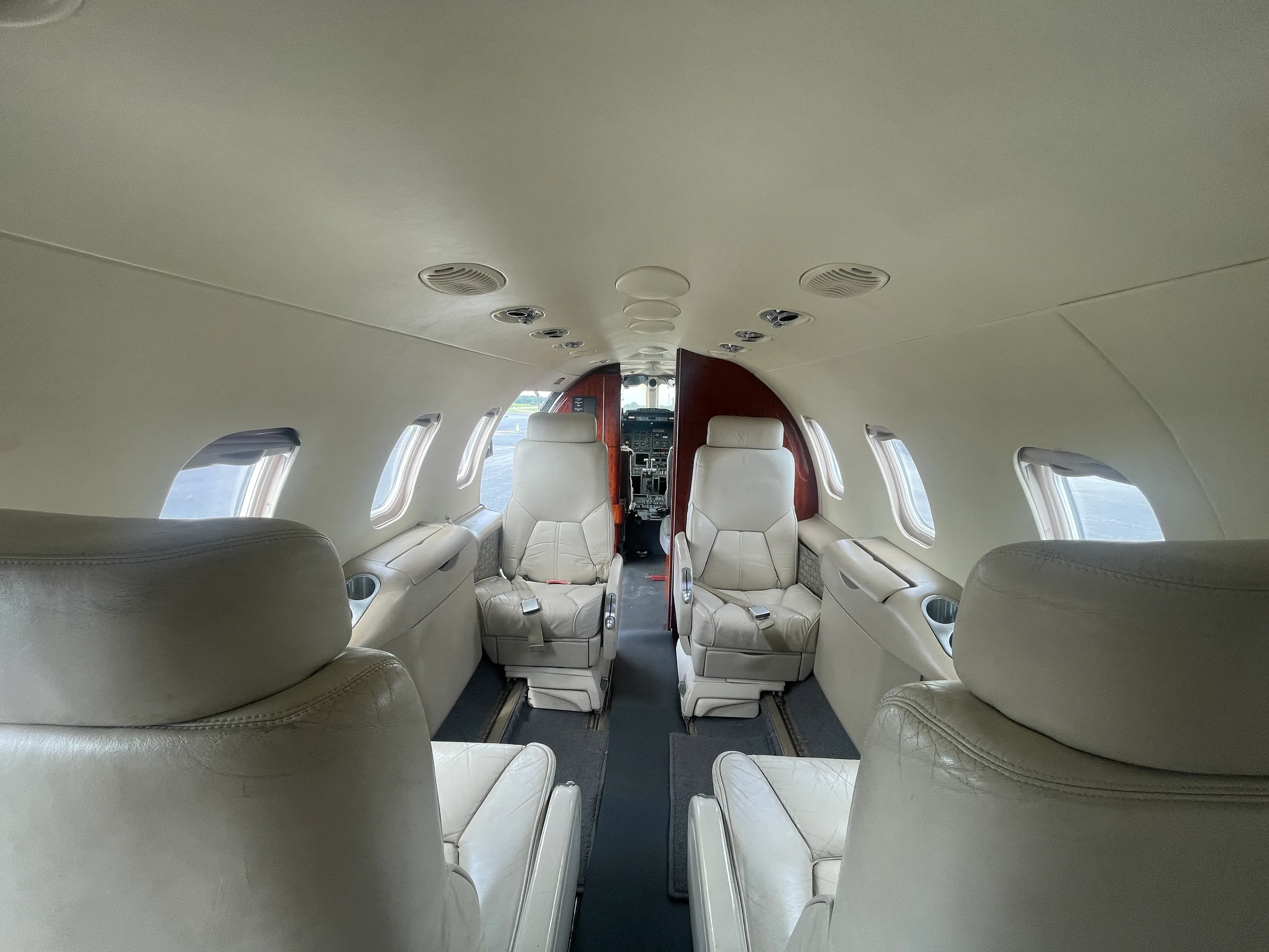 Cabin interior of a 2002 Bombardier learjet 31a.