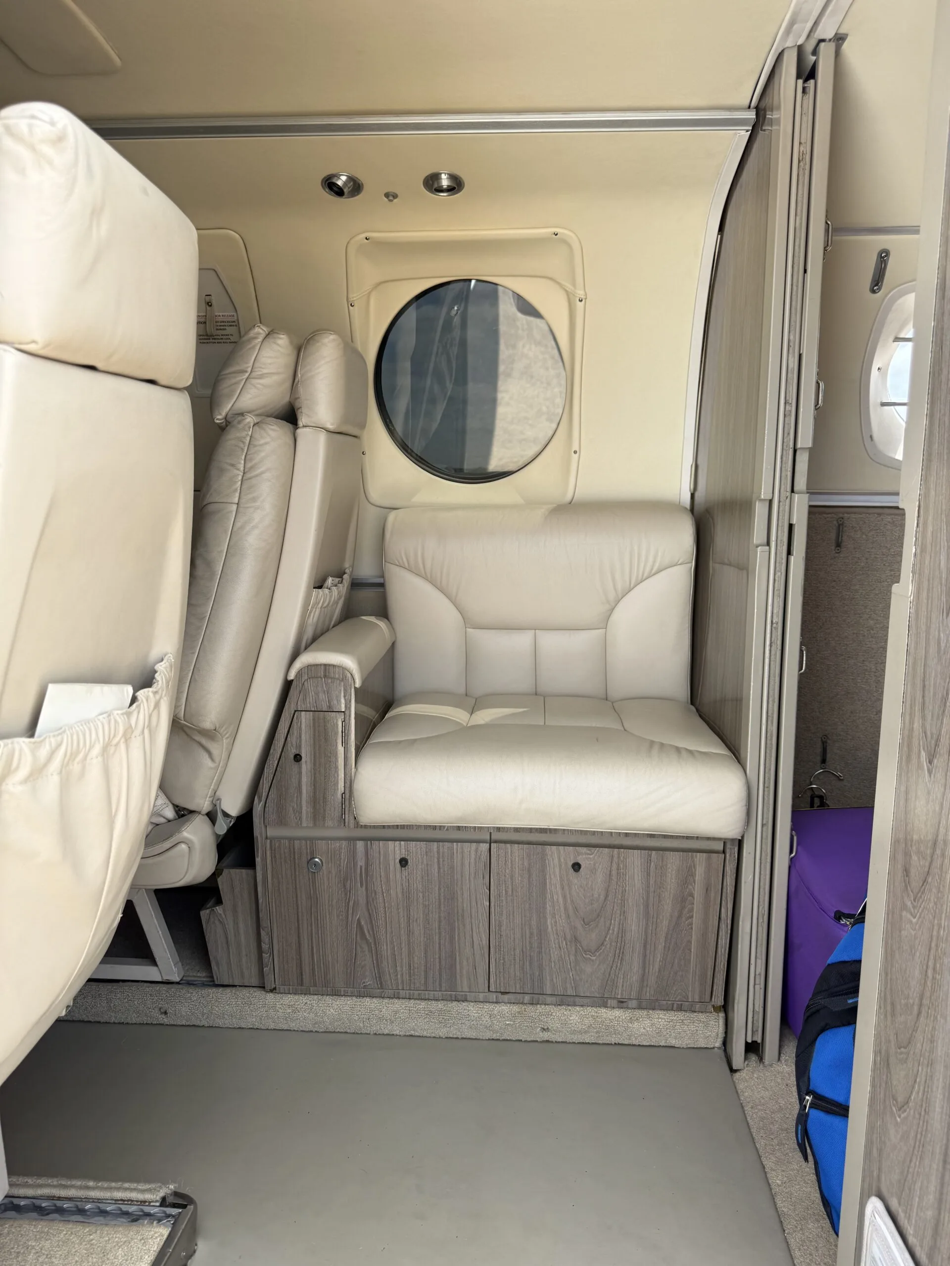 Cabin interior of a 1981 Textron Aviation King Air F90.