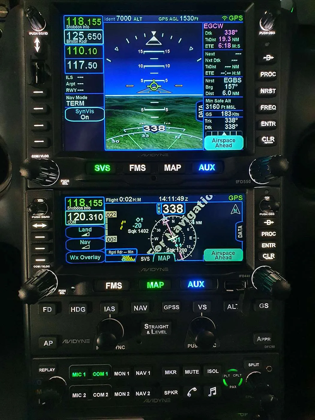 Avionics suite of a 2008 Cirrus SR20 G3 GTS.