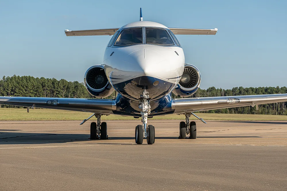 Cockpit and instrument panel of a 2009 Hawker 750.