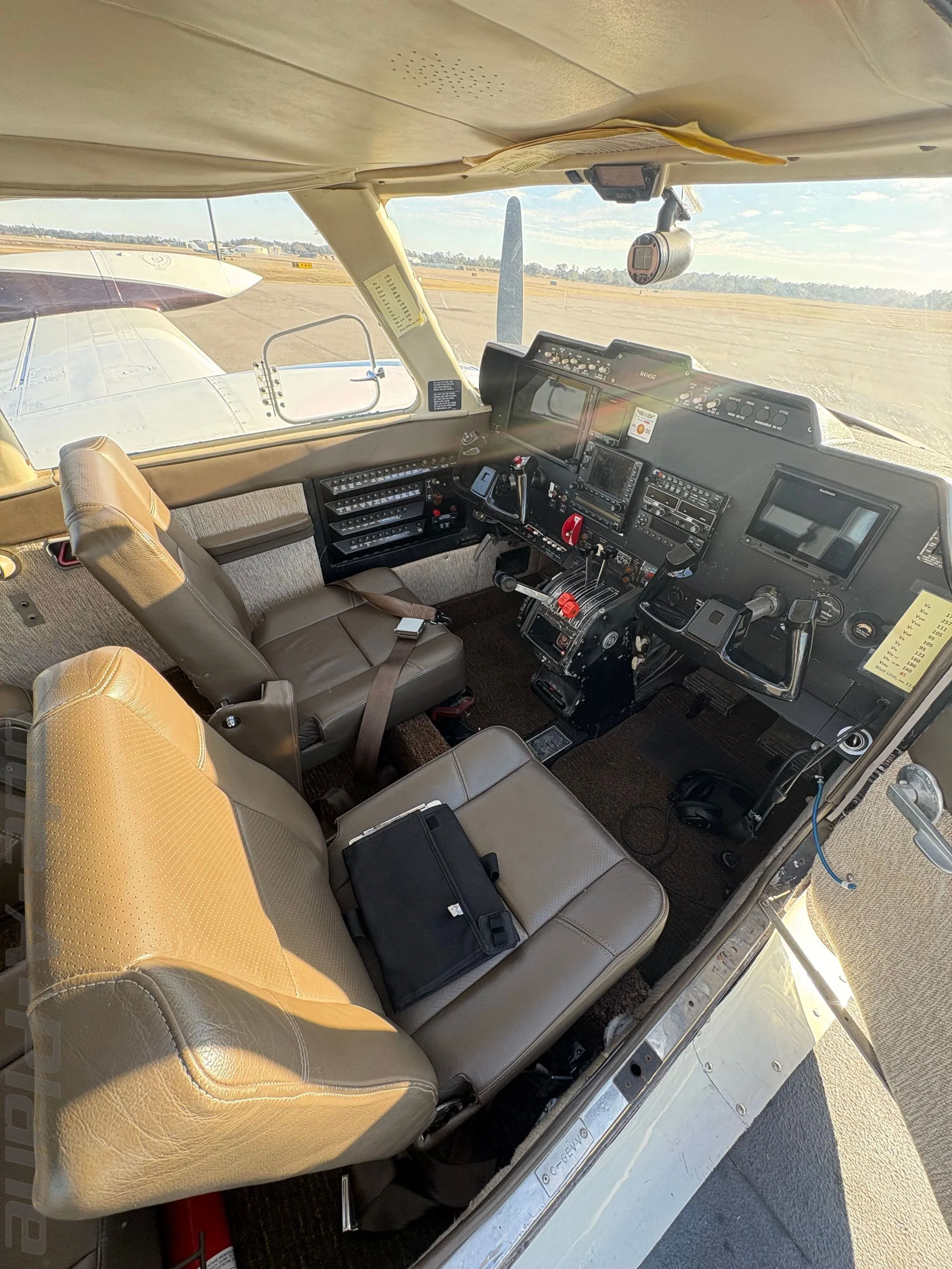 Cockpit and instrument panel of a 1969 CESSNA 310P.