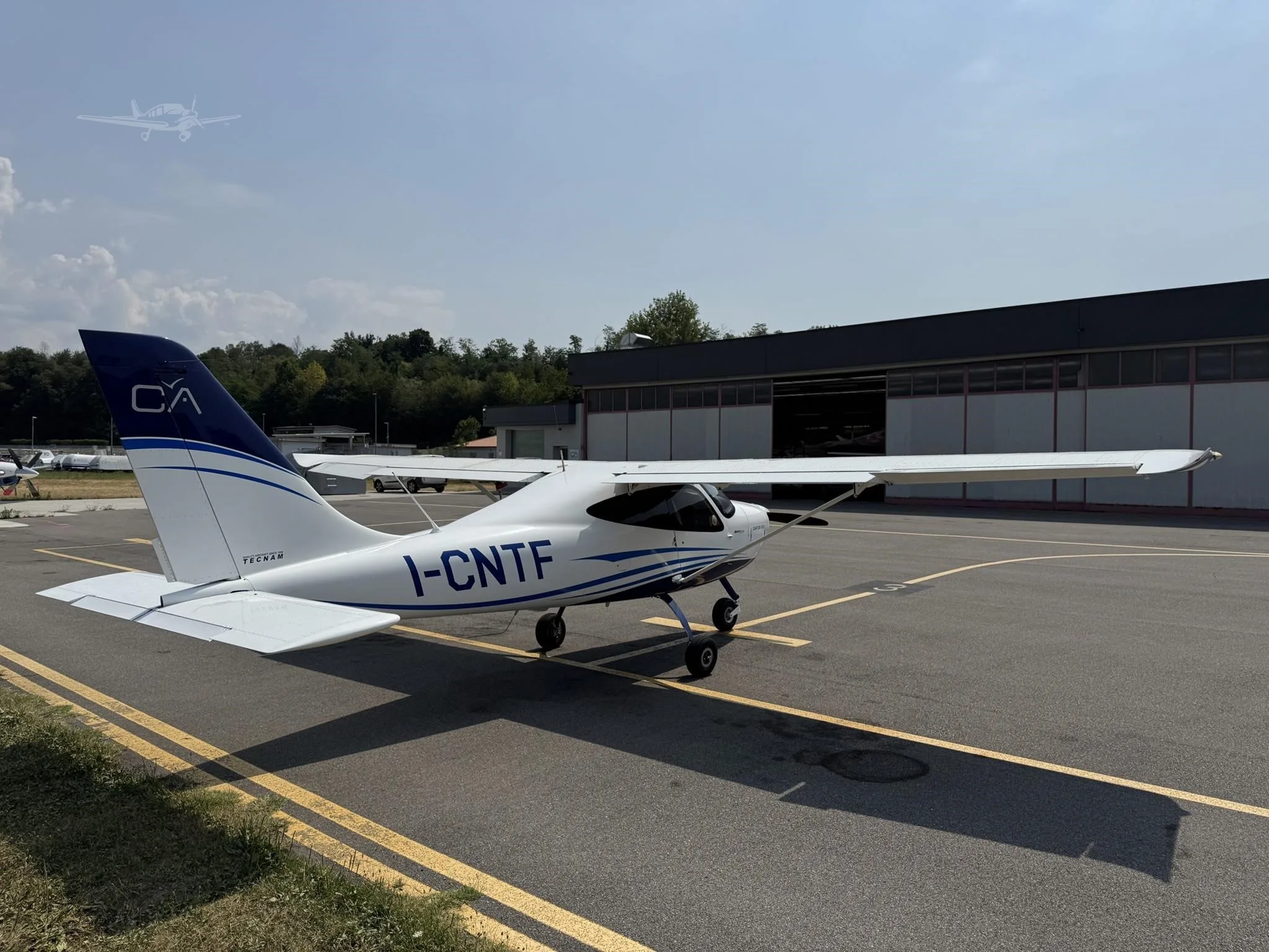 Exterior view of a 2019 TECNAM P2008 JC, I-CNTF.