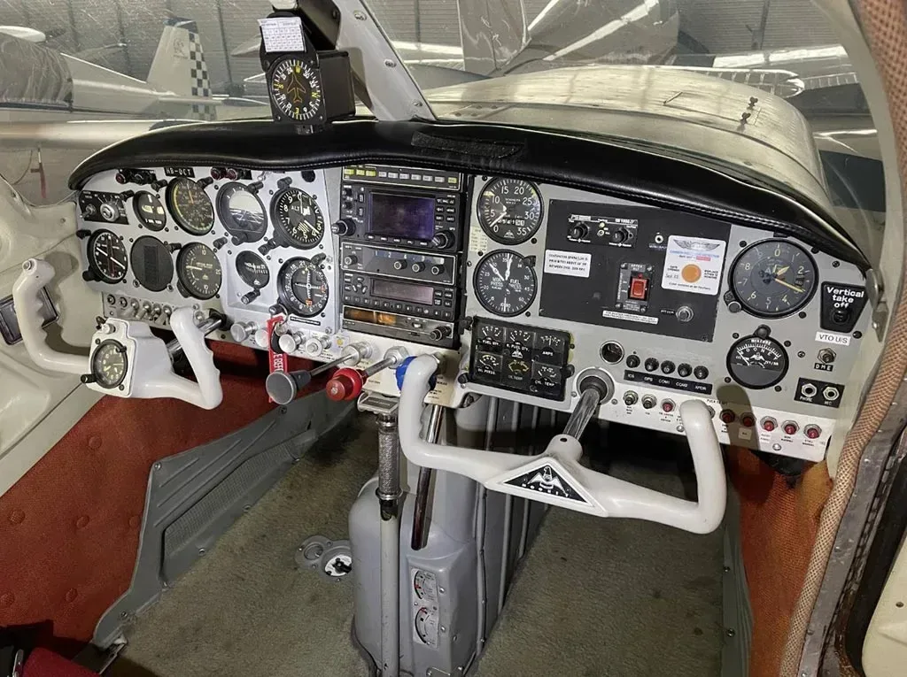 Cockpit and instrument panel of a 1965 Mooney M20E.