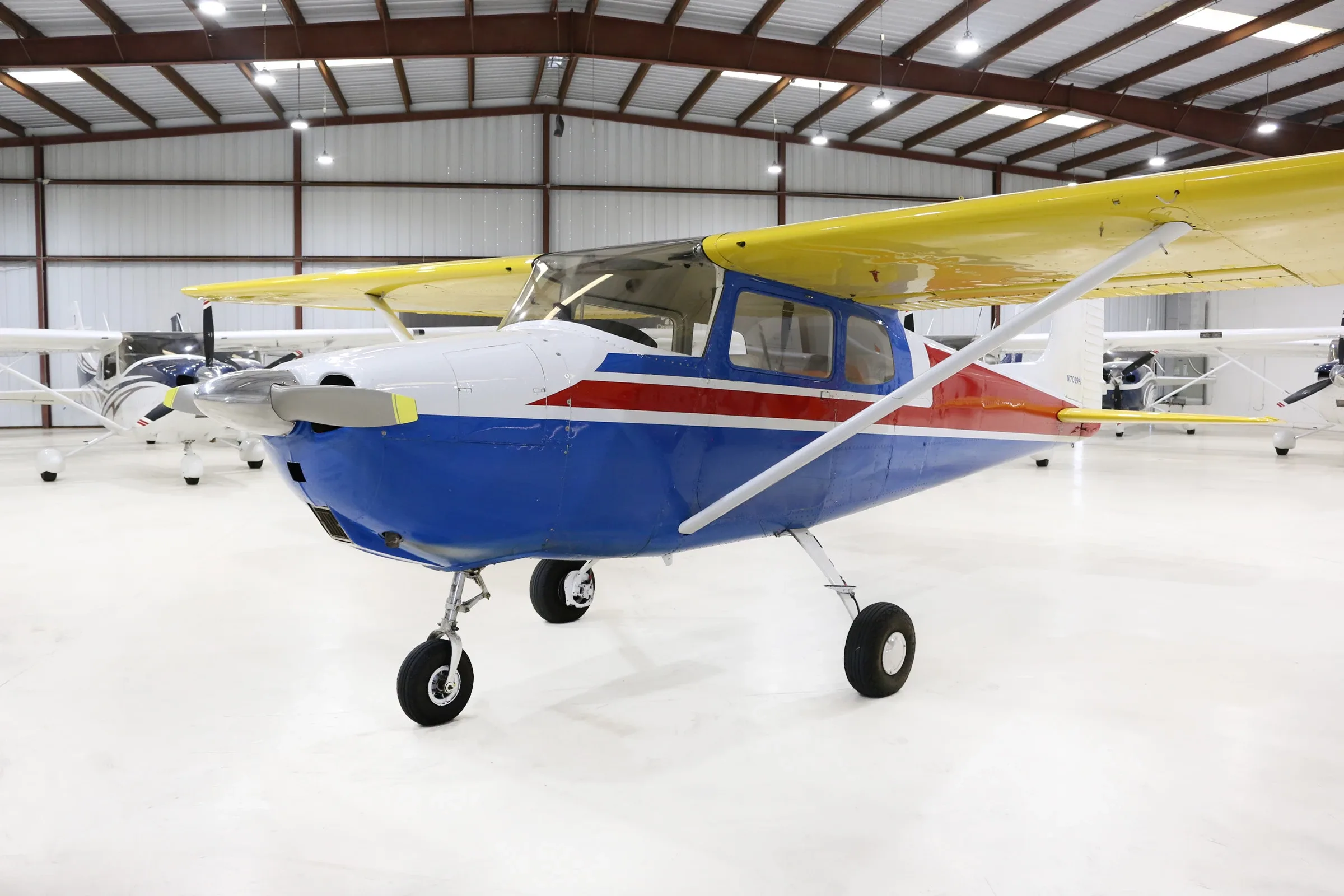 Exterior view of a 1956 Cessna 172, N7019A.