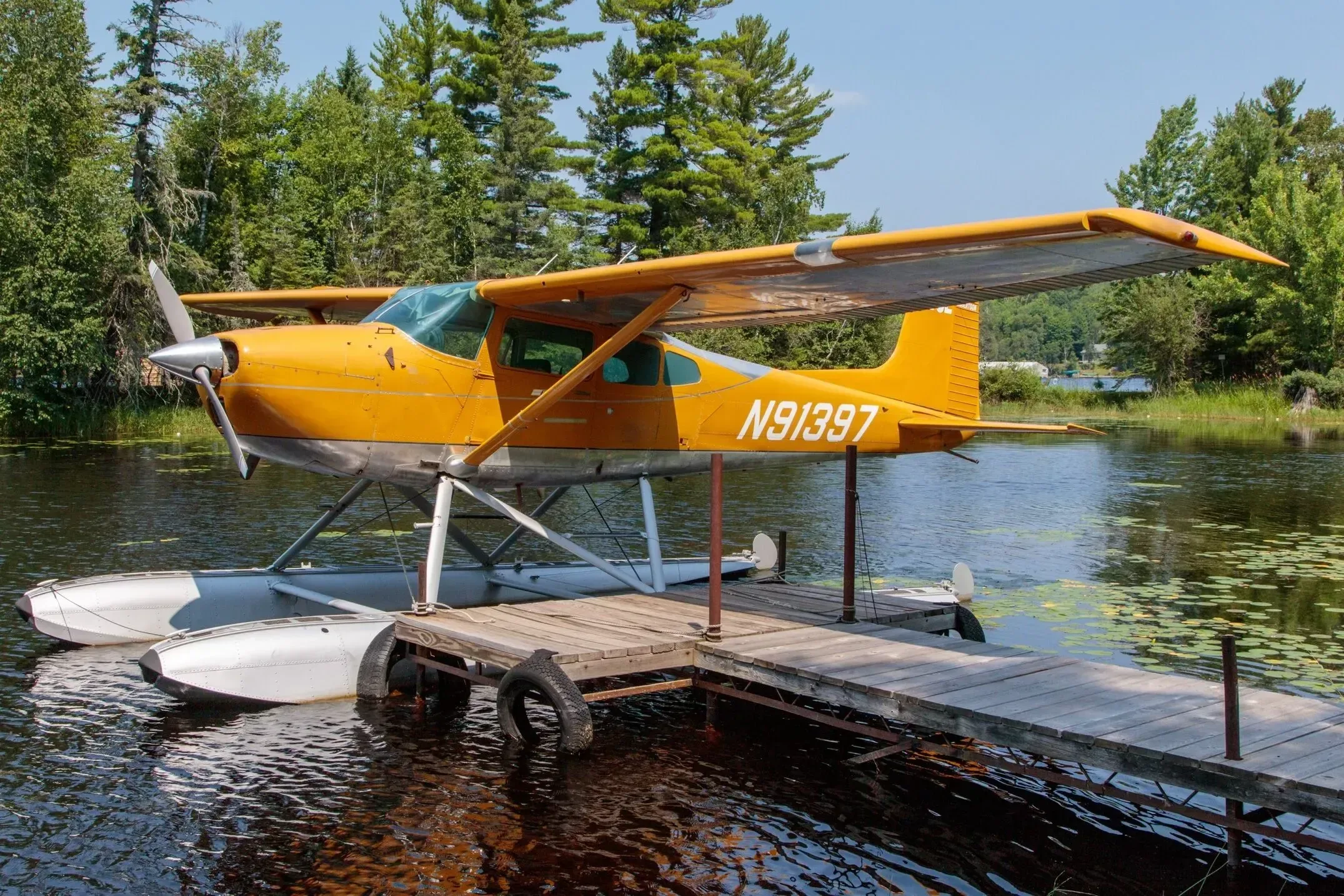 Exterior view of a 1969 Cessna 180H, N91397.
