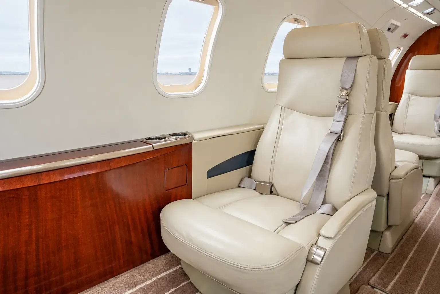 Cabin interior of a 2004 Learjet.