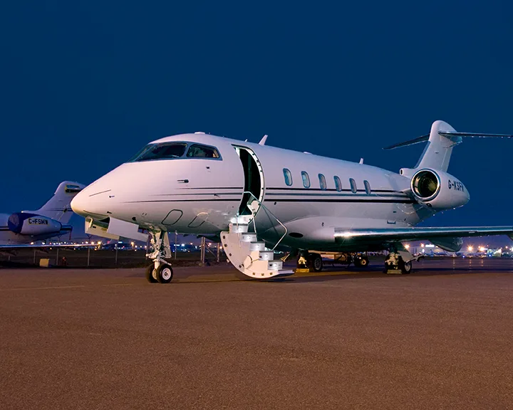 Exterior view of a 2008 Bombardier #, G-KSFR.
