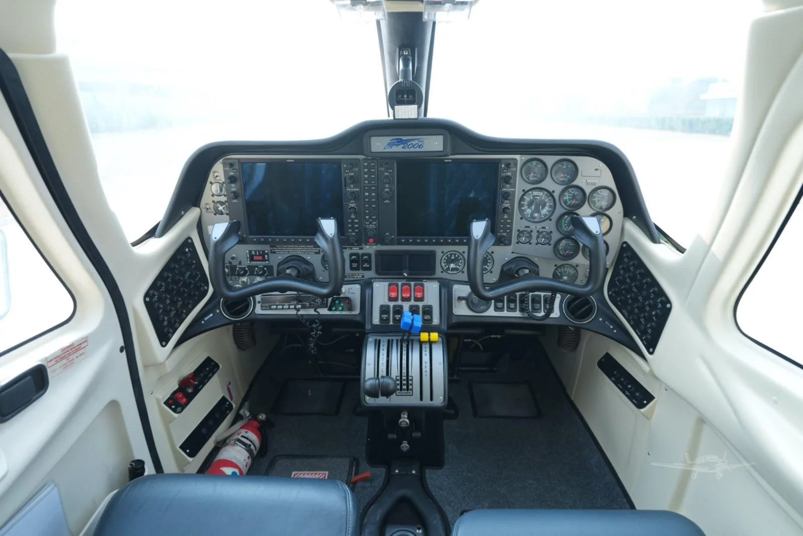 Cockpit and instrument panel of a 2019 TECNAM P2006T.