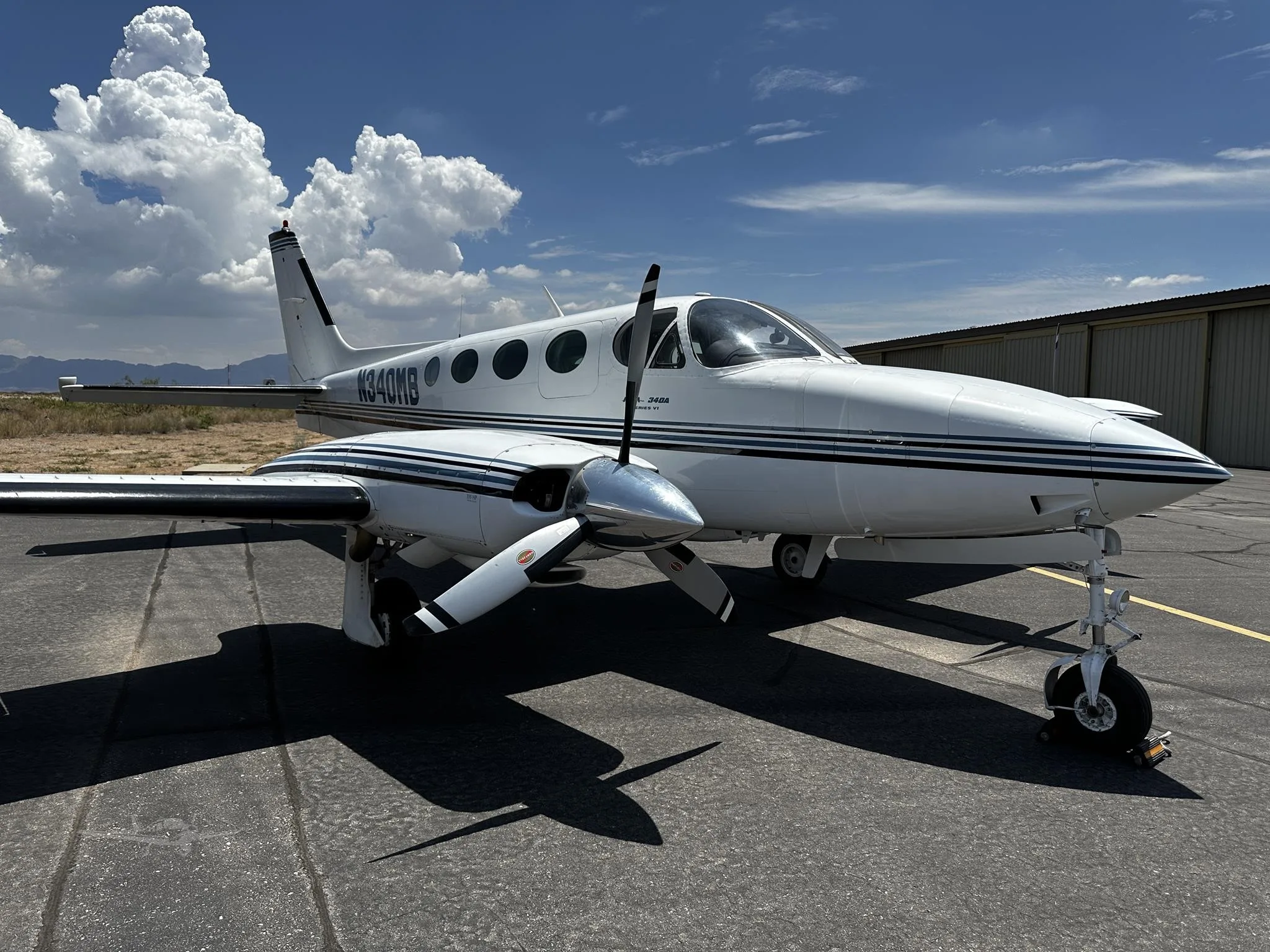 Exterior view of a 1982 CESSNA 340A, N340MB.