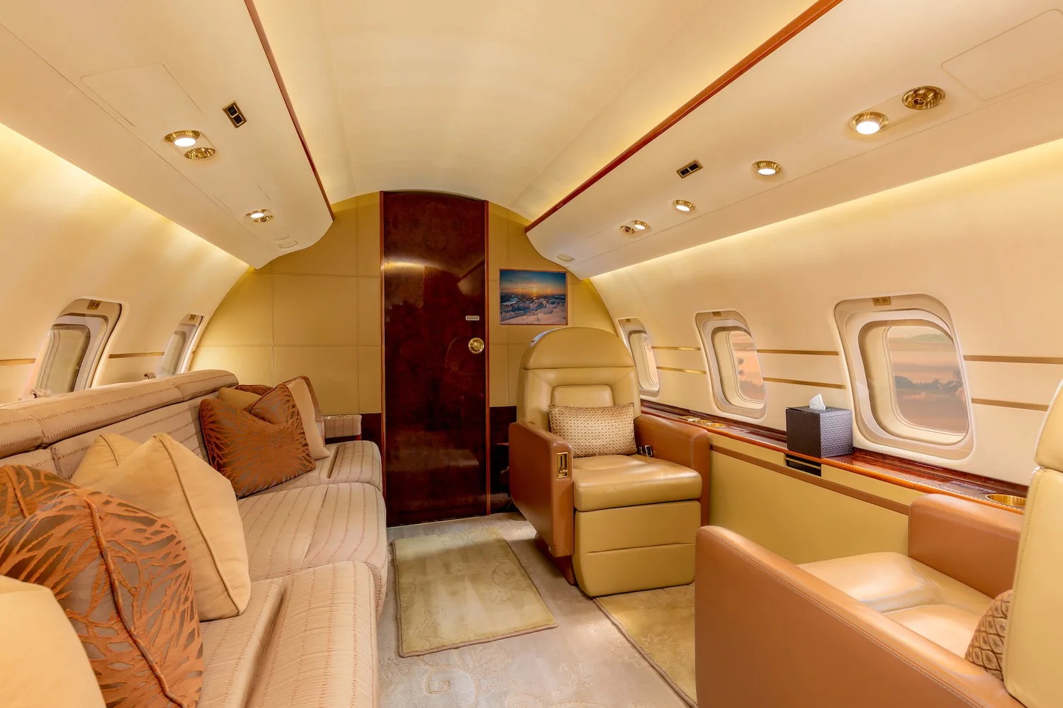 Cabin interior of a 2008 Bombardier Challenger 850 MSN 8068 “VP-CFZ”.