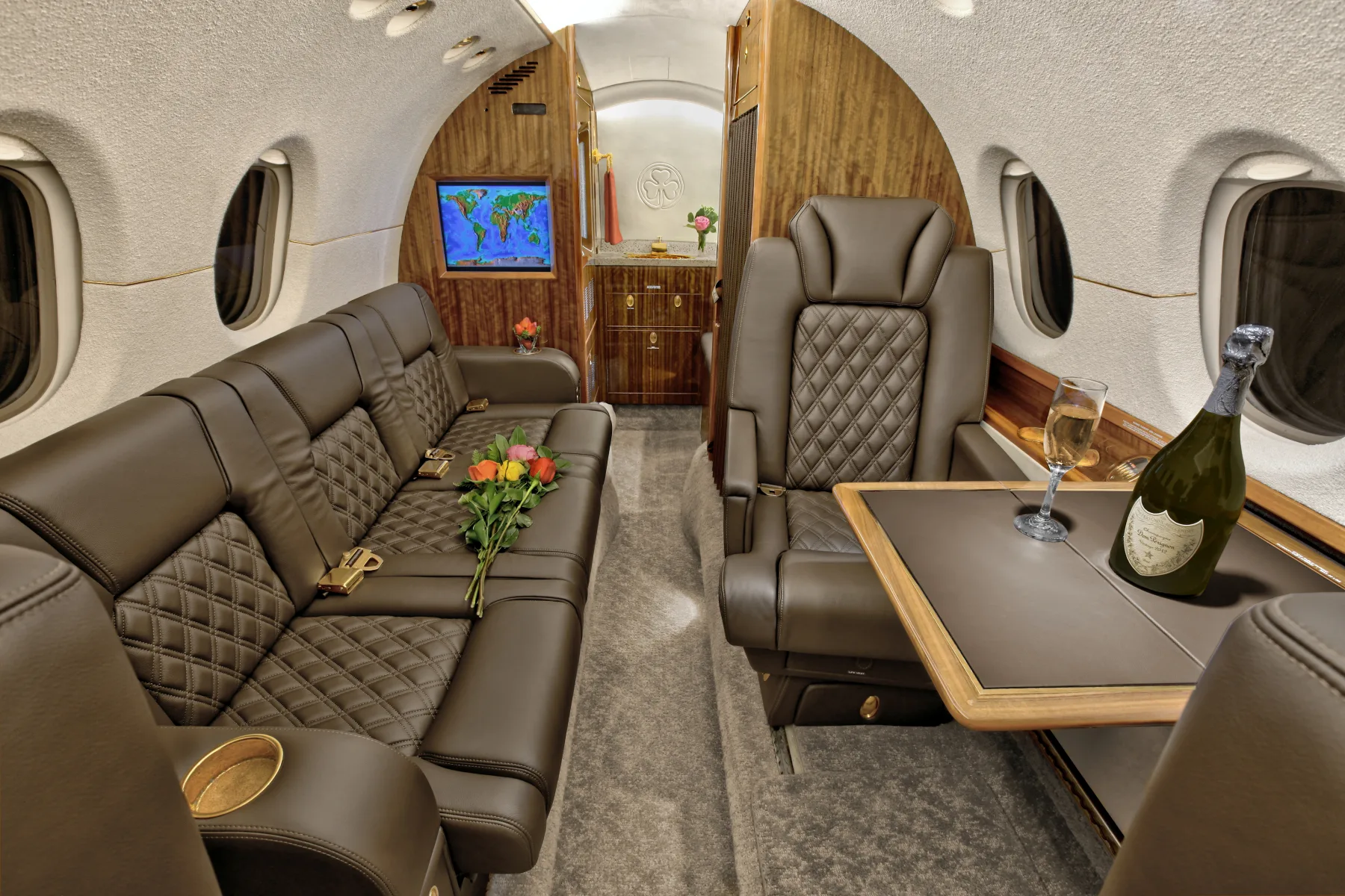 Cabin interior of a Hawker 800XP –.