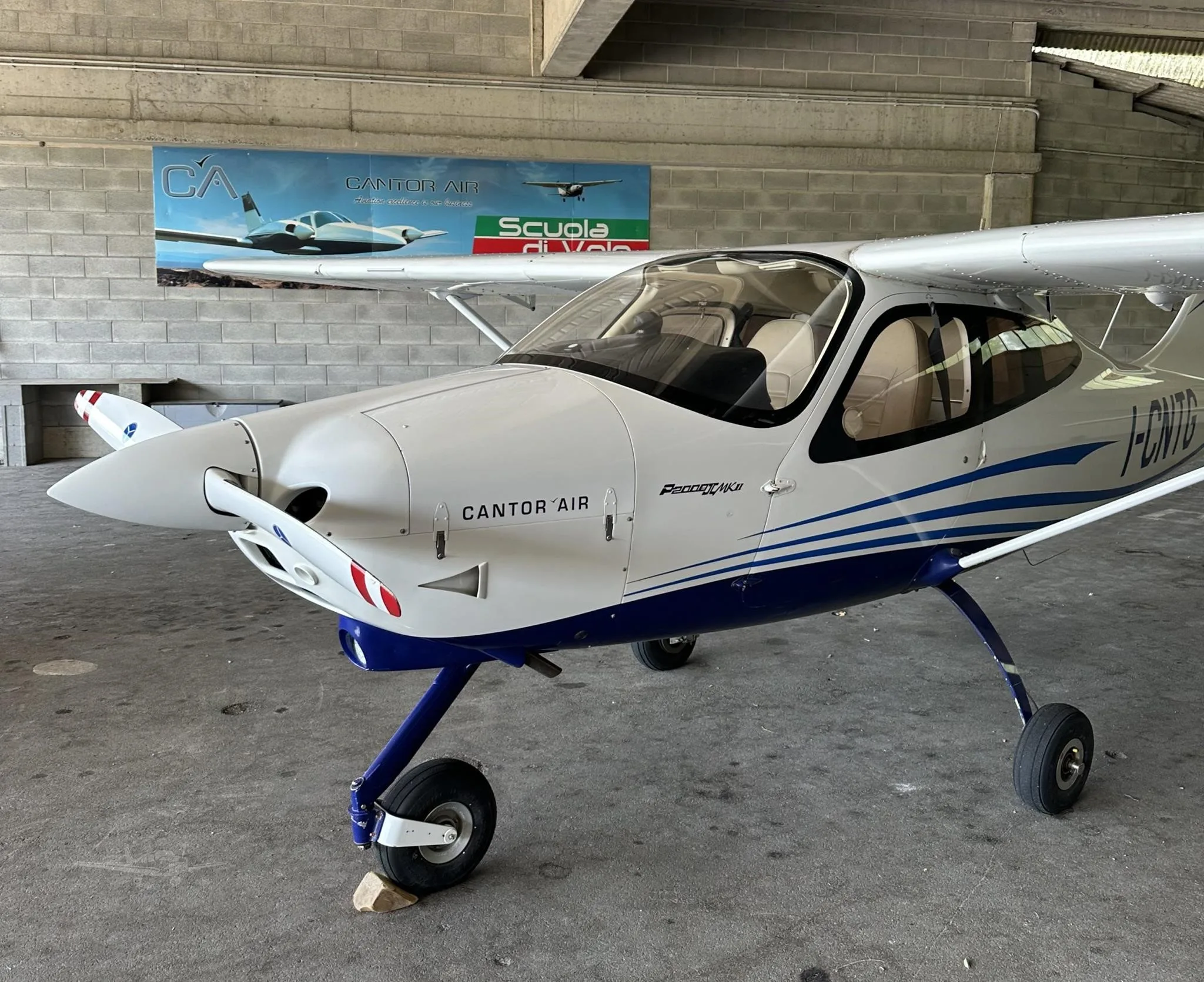 Exterior view of a 2018 TECNAM P2008 JC, I-CNTG.