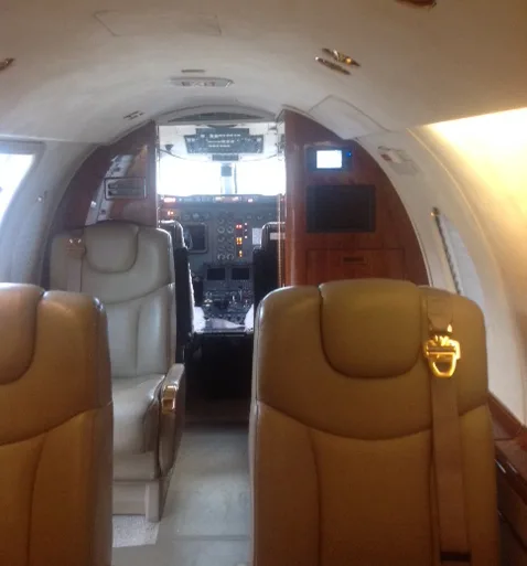 Cabin interior of a 2004 Hawker 400XP.