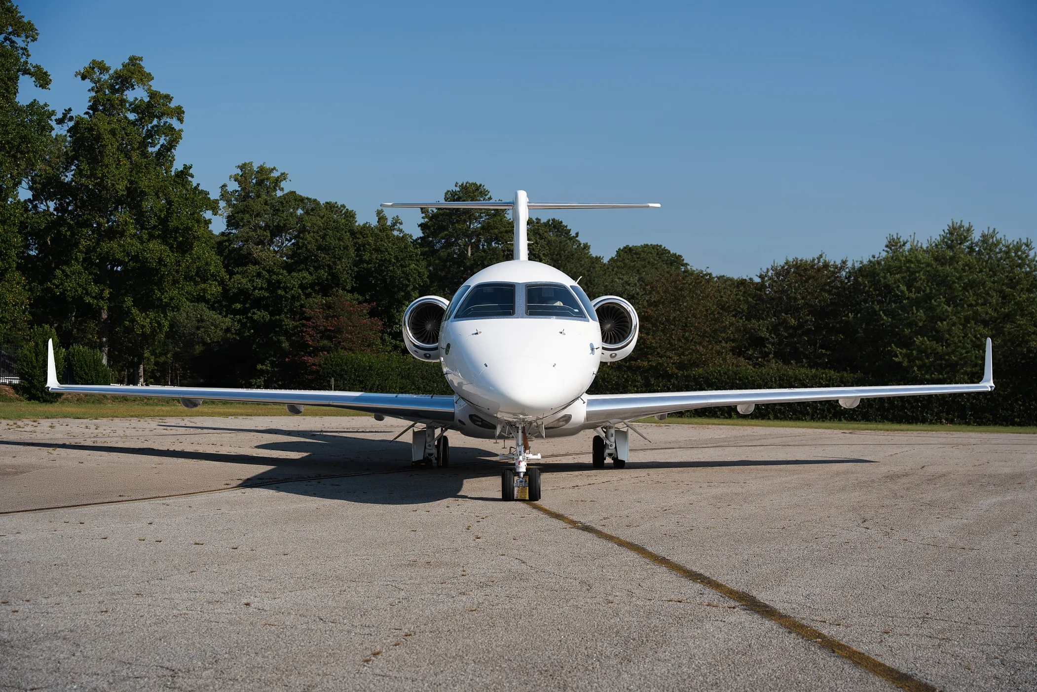 Exterior view of a 2016 Embraer Legacy 500.