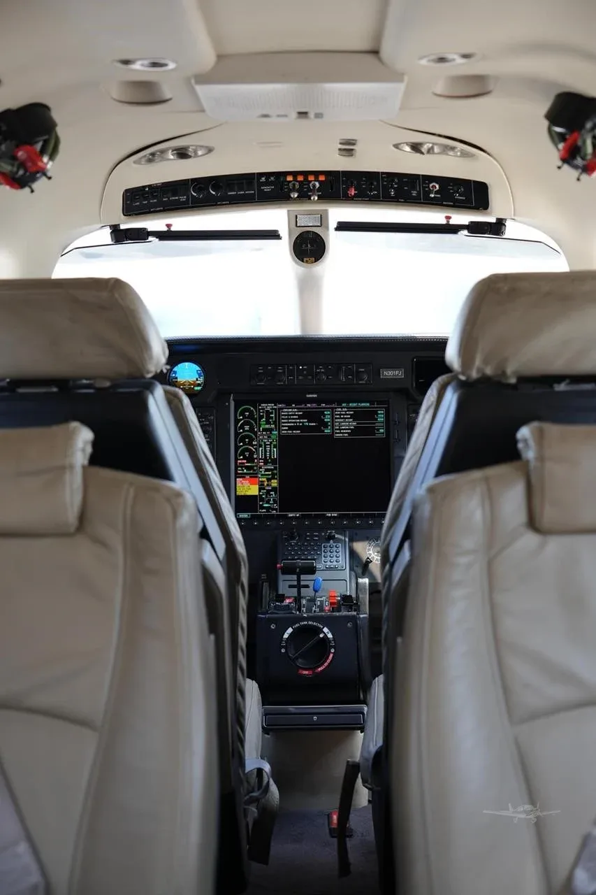 Cabin interior of a 2008 DAHER TBM 850.