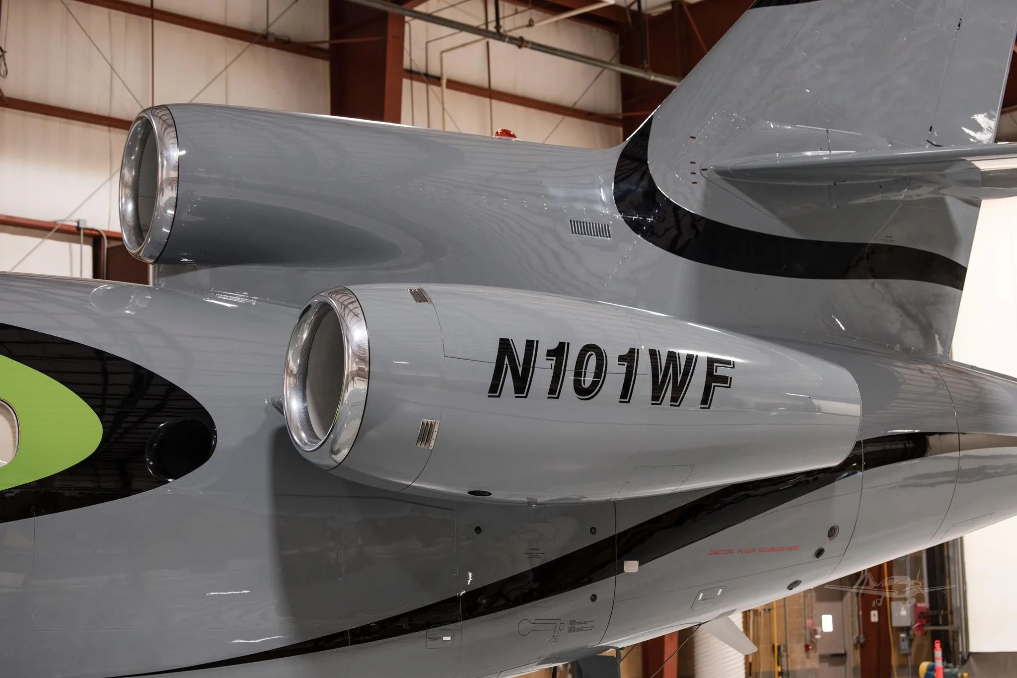 Exterior view of a 2003 DASSAULT FALCON 900C, N101WF.