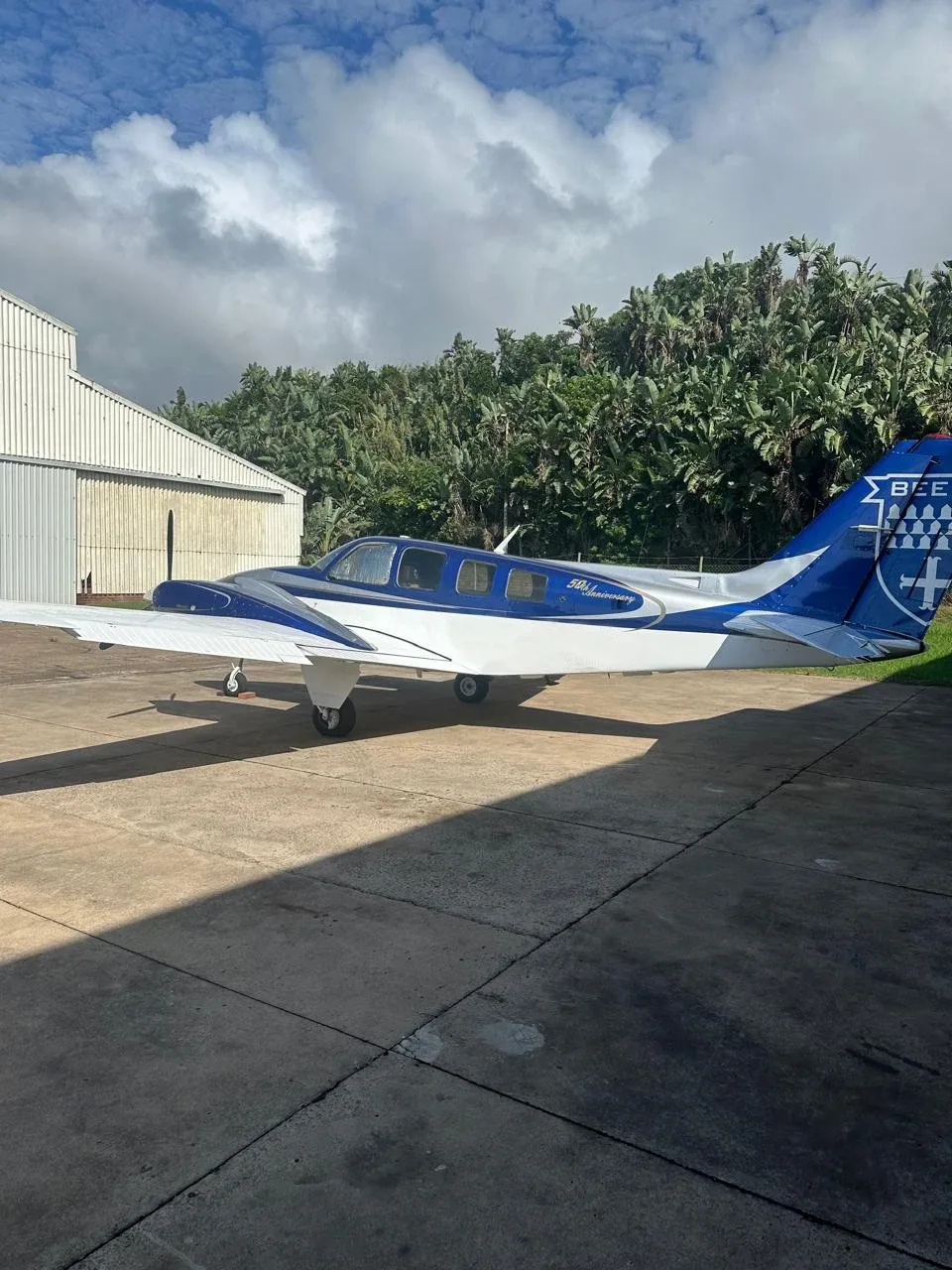 Exterior view of a 1982 Beechcraft 58 Baron.