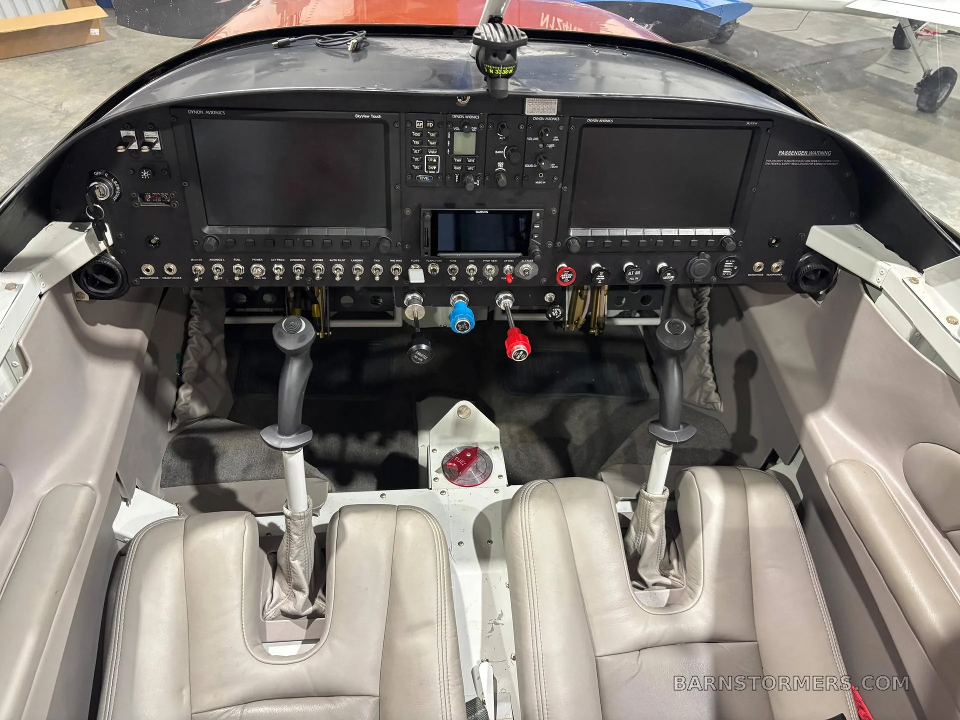 Cockpit and instrument panel of a 2026 Vans RV7-A 45HRS TT.