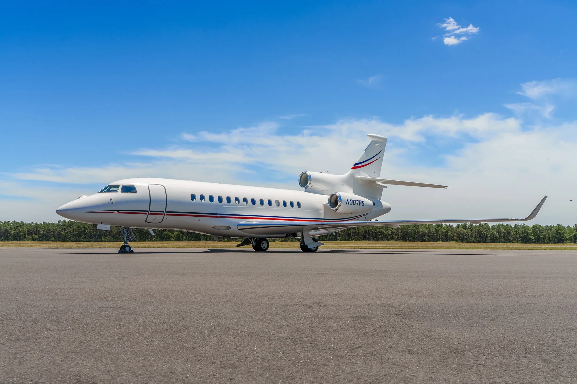 Exterior view of a 2012 Dassault Falcon 7X.