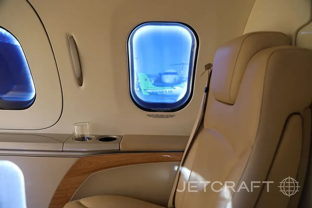 Cabin interior of a 2018 HondaJet HA-420.