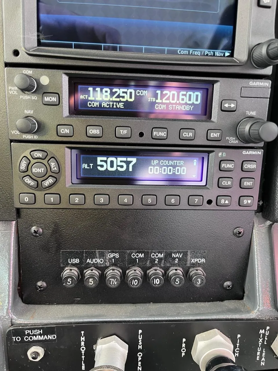 Avionics suite of a 1967 CESSNA P206 SUPER SKYLANE.