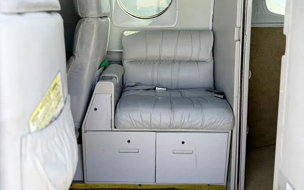 Cabin interior of a 1976 Beechcraft King Air.