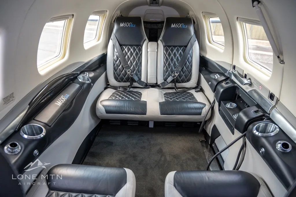 Cabin interior of a 2022 Piper M600 SLS.