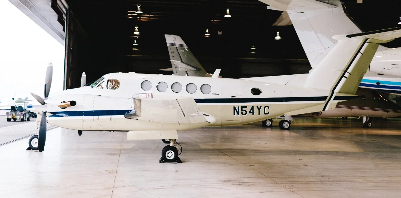 Cabin interior of a Beechcraft king air 300.
