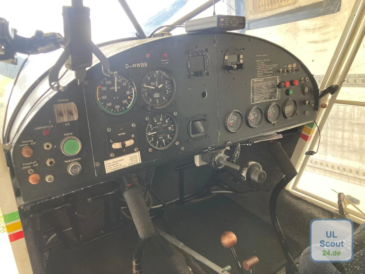 Cockpit and instrument panel of a 1997 Aeropro Eurofox.