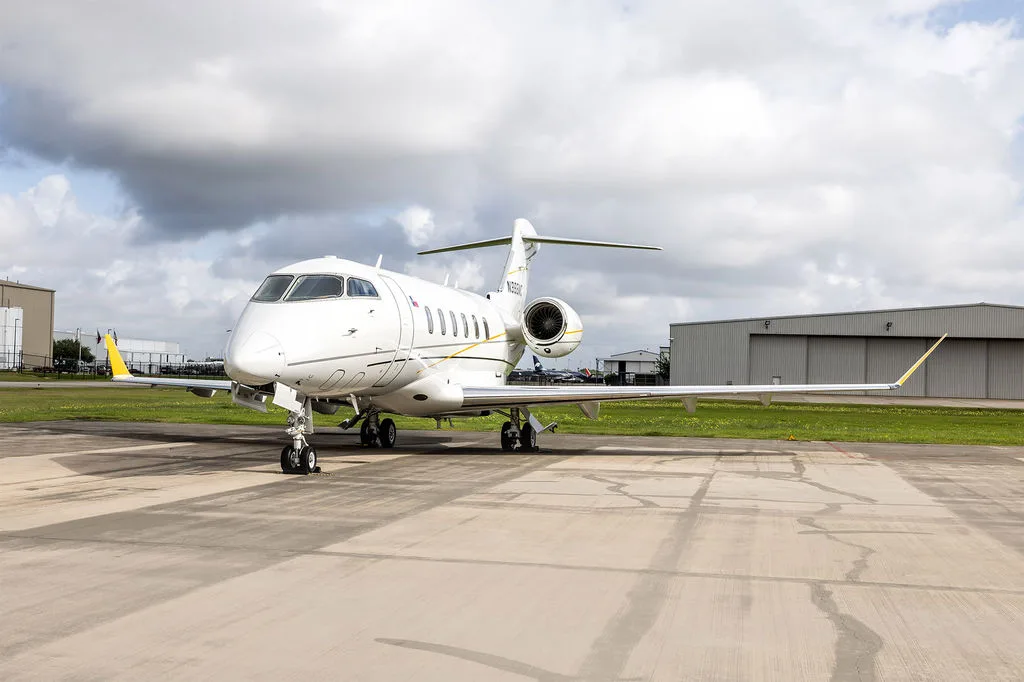 Cabin interior of a 2018 Bombardier Challenger 350.