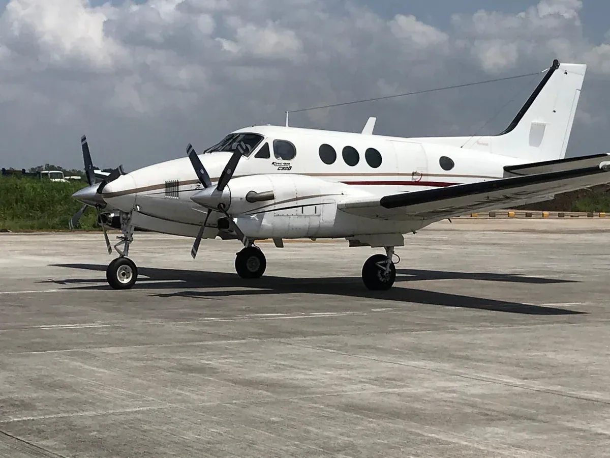 Exterior view of a 1995 Beechcraft King Air C90B SN, VT-NKF.