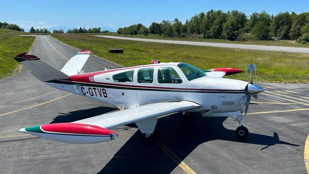 Exterior view of a 1973 BEECHCRAFT V35B BONANZA, C-GTVB.