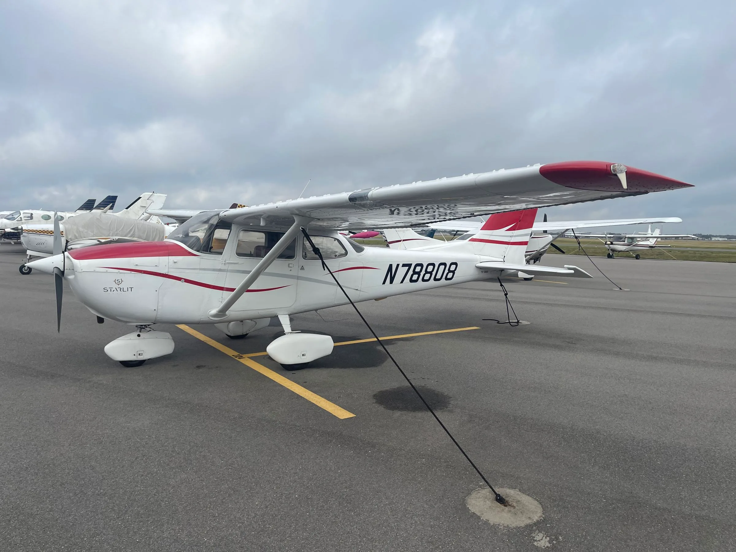 Exterior view of a 1977 Cessna 172K, N78808.