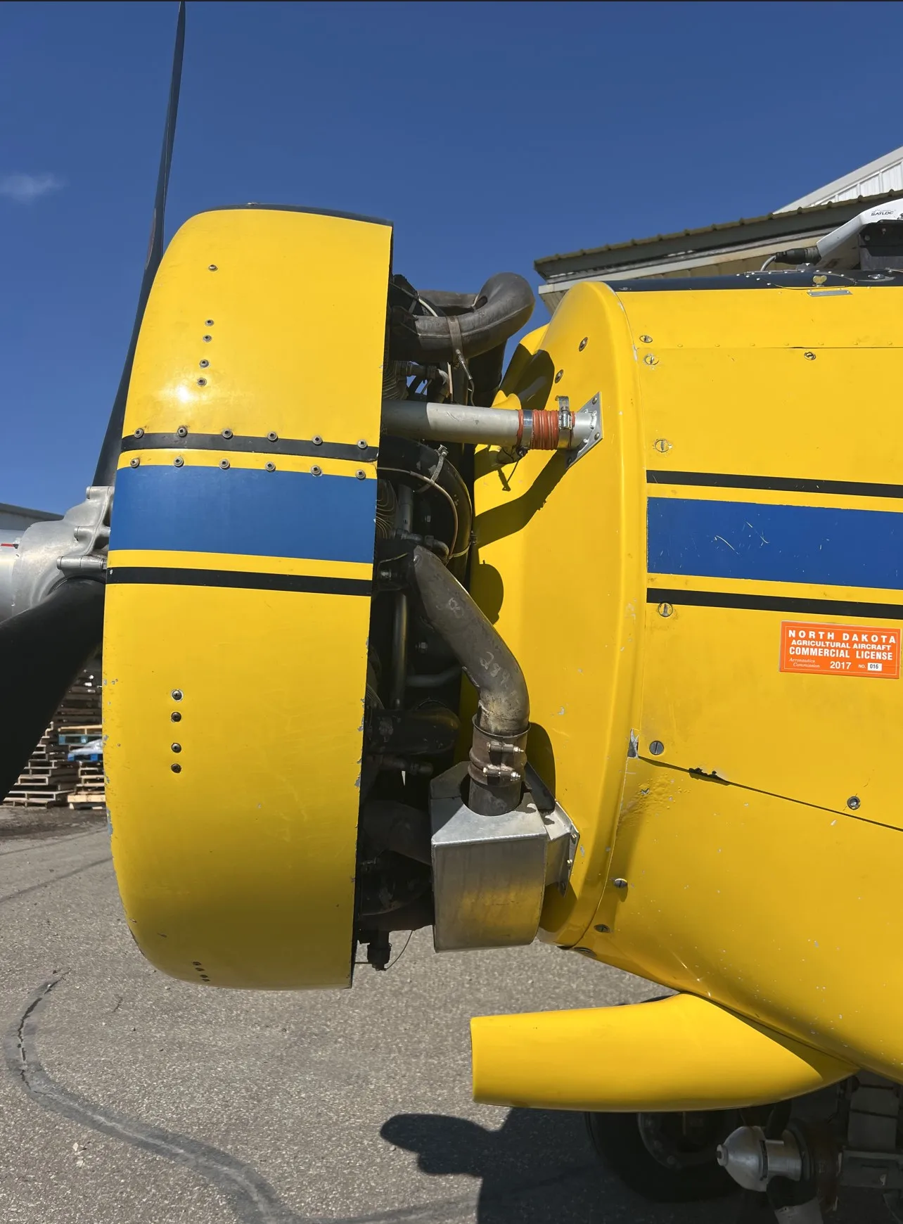Engine detail of a 1990 Air Tractor AT-401.