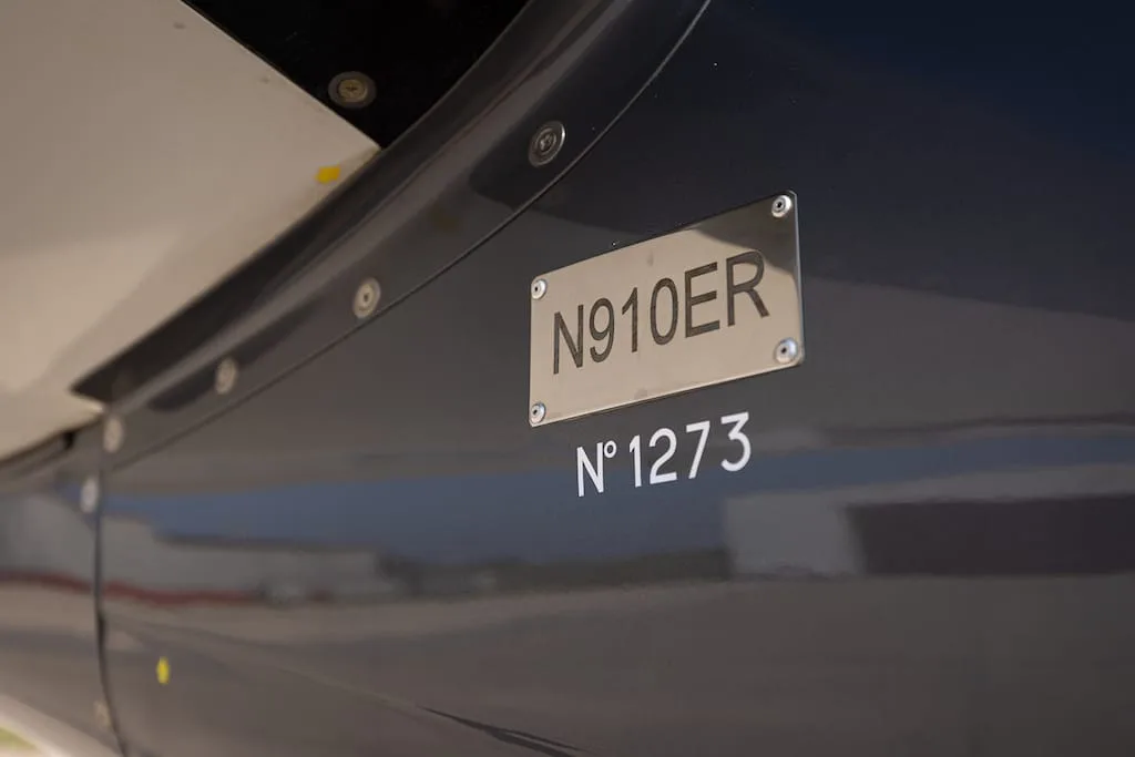 Exterior view of a 2019 Daher TBM 910, N910ER.