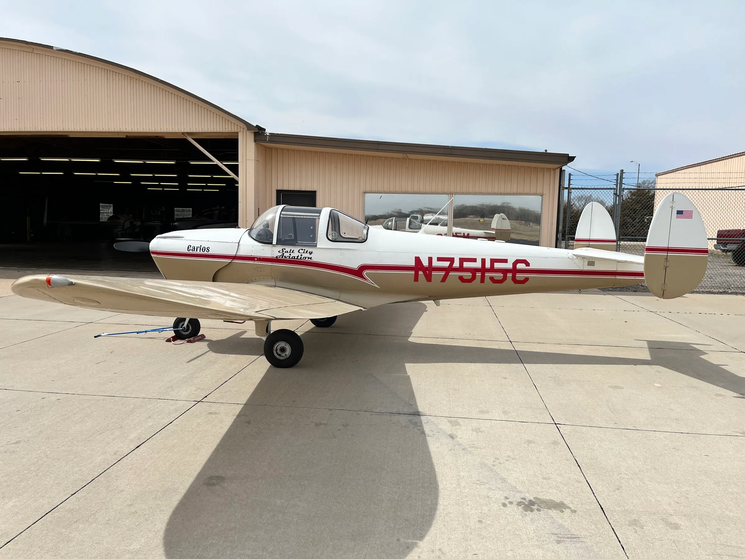 Exterior view of a 1957 Ercoupe Forney F-1, N7515C.