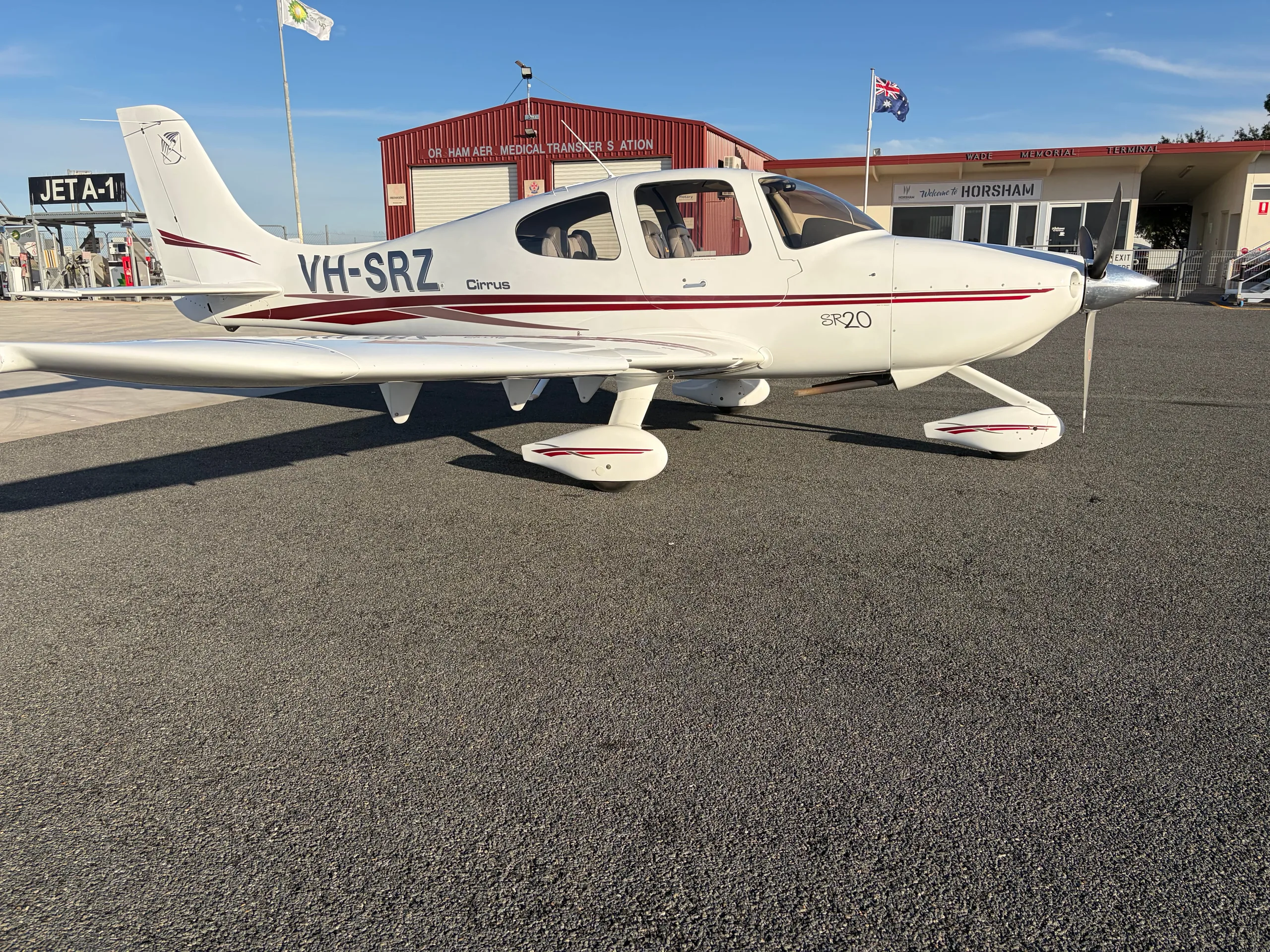 Exterior view of a 2003 Cirrus SR22, VH-SRI.